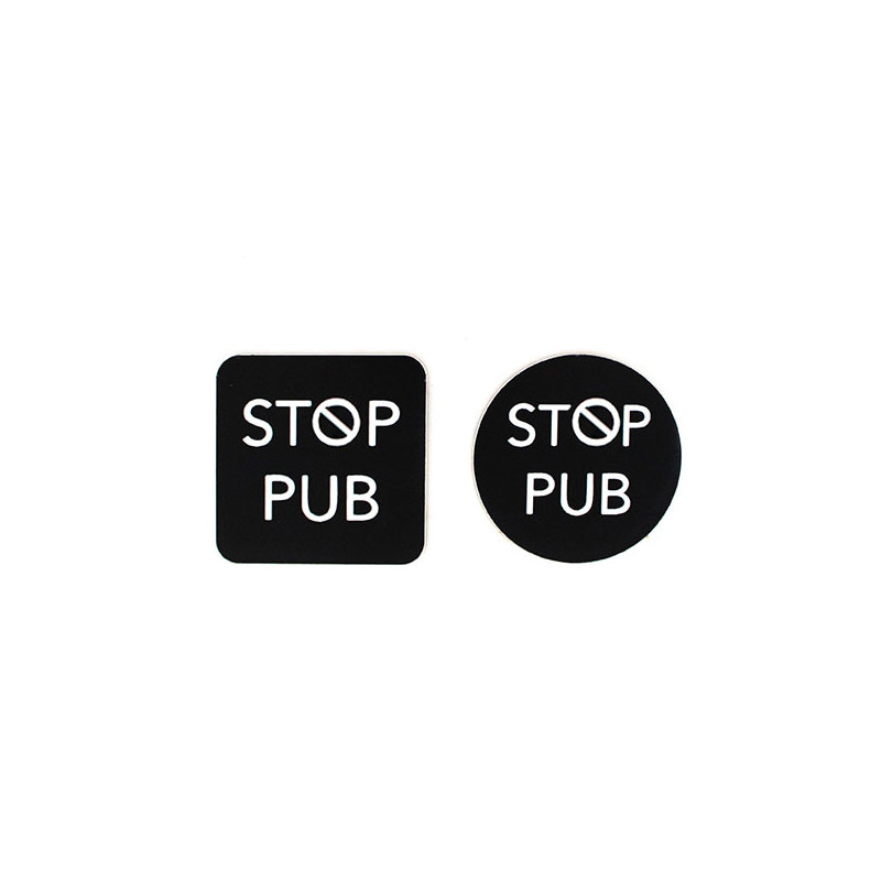 Etiquette autocollante STOP PUB noir