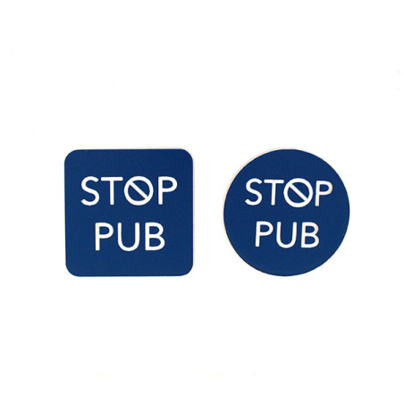 Etiquette autocollante STOP PUB bleu