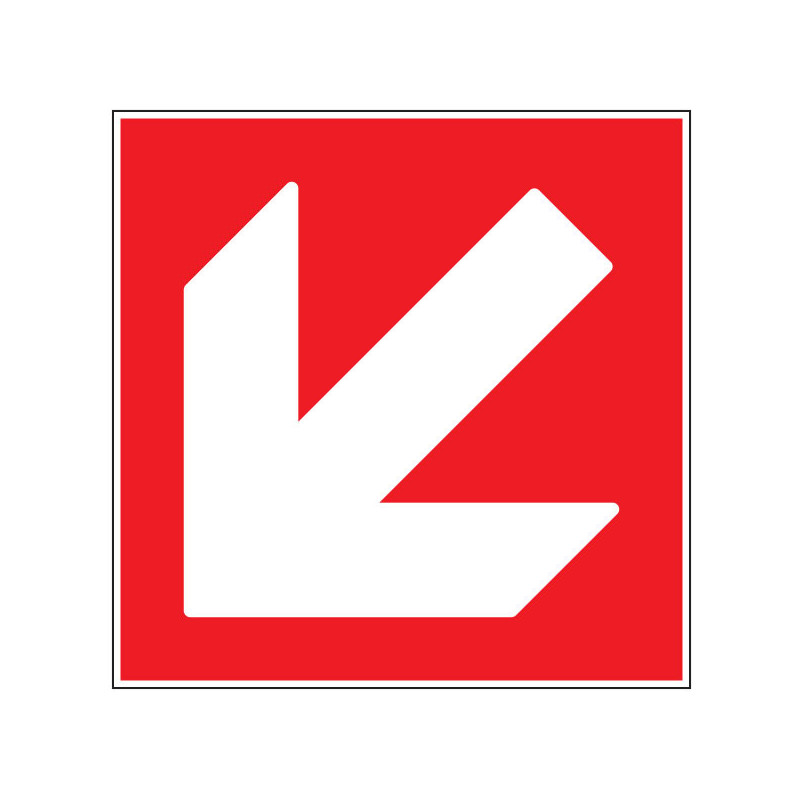 Pictogramme incendie  Flèche rouge vers le bas gauche