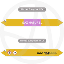 Repérage de tuyauterie Gaz naturel reperage marqueur tuyauterie vinyle
